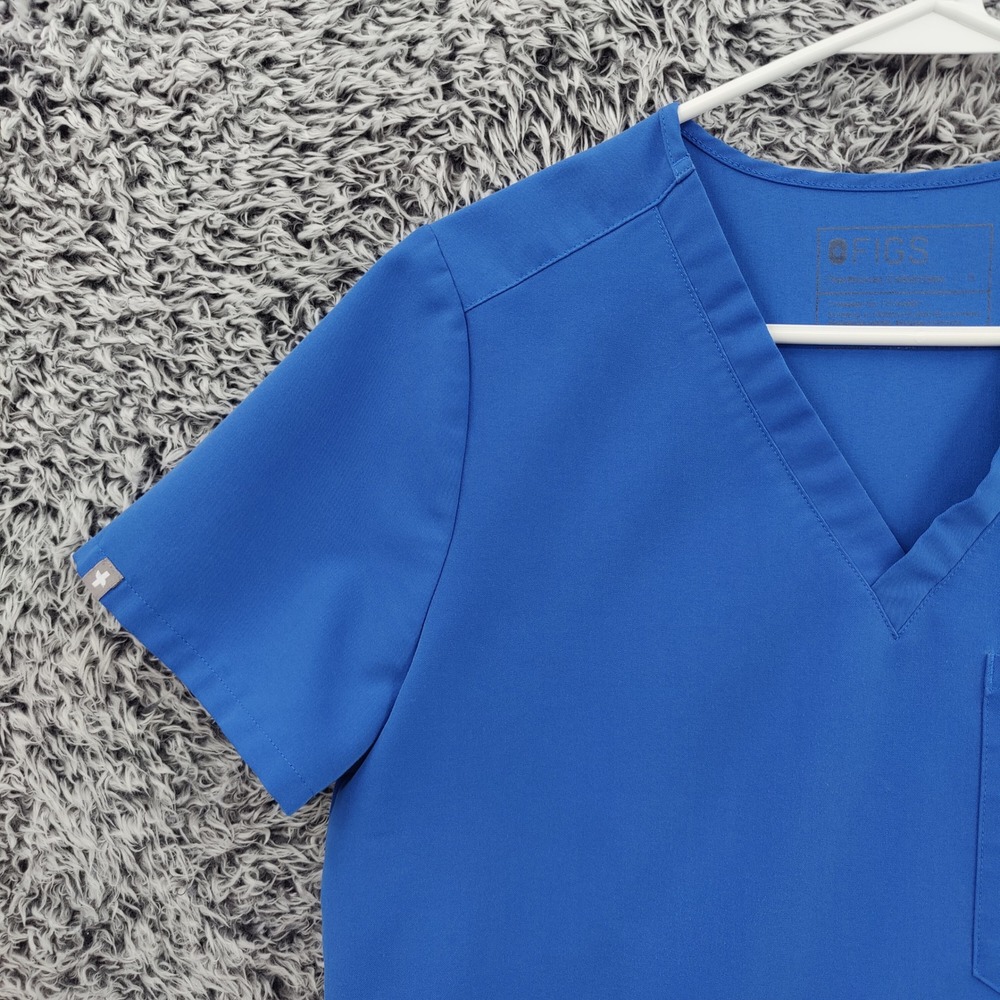 FIGS Womens Medleisure Professional Casma Healthcare Tech Scrub Top S Blue VNeck - Picture 7 of 16